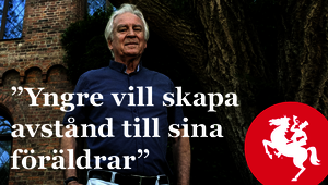 Illustration med Peter Gärdenfors, texten "Språkforskaren: ”Yngre vill skapa avstånd till sina föräldrar”" och Sydsvenskans logotyp