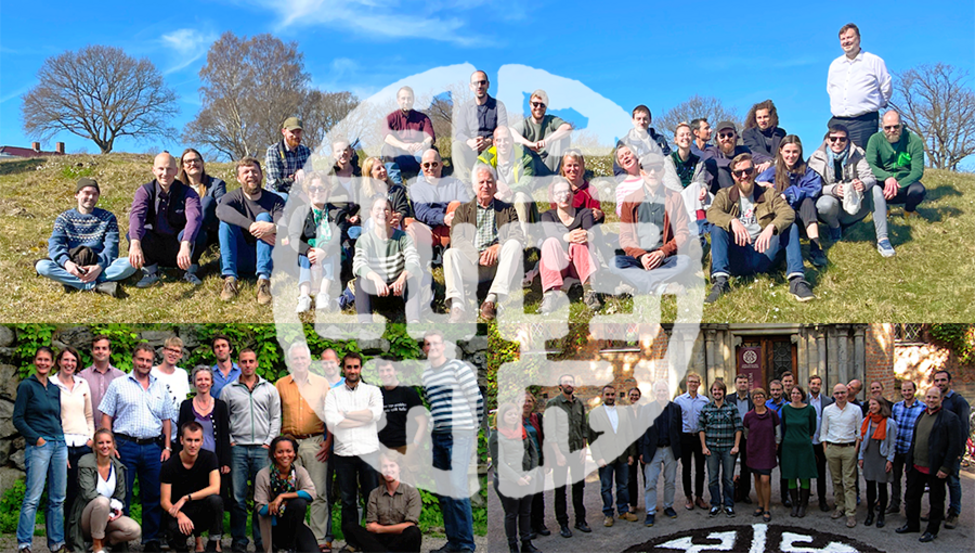 Illustration with group photos of LUCS staff from 2009, 2011, and 2023.