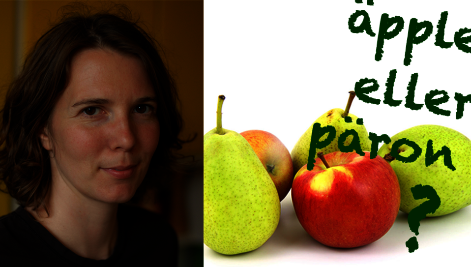 Illustration: Annika Wallin samt äpplen 'eller' päron.